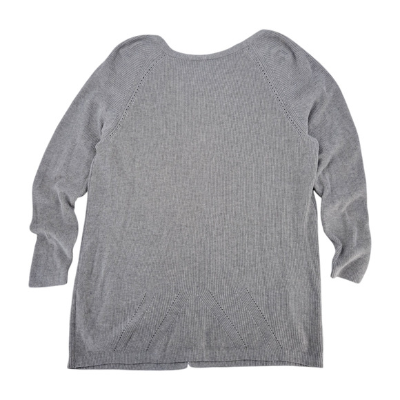 Sundance Longline Open Front Knit Cardigan Pockets Light Grey Women's Size XL - Picture 2 of 5